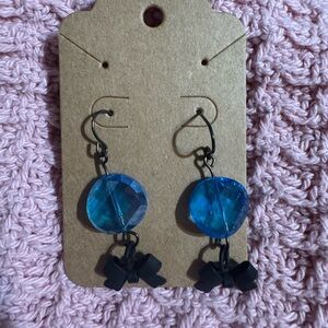 Blue and Black Dangle Earrings